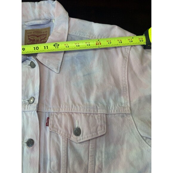 Levi's Denim Ex-Boyfriend Women Trucker Jacket Pink & Purple Tie Dye Size XL - Picture 5 of 9